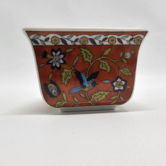 Vintage Silk Road Takahashi 2 Pc Ceramic Dish Set Floral Bird Hand Decorated - Picture 9 of 13